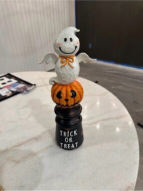 Halloween Ghost & Pumpkin Tabletop Accent - White and Orange